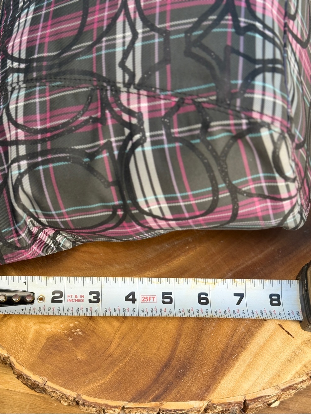 Coach Poppy Glitter Tartan Plaid Satchel Pink Black F18220 EUC - Picture 11 of 13